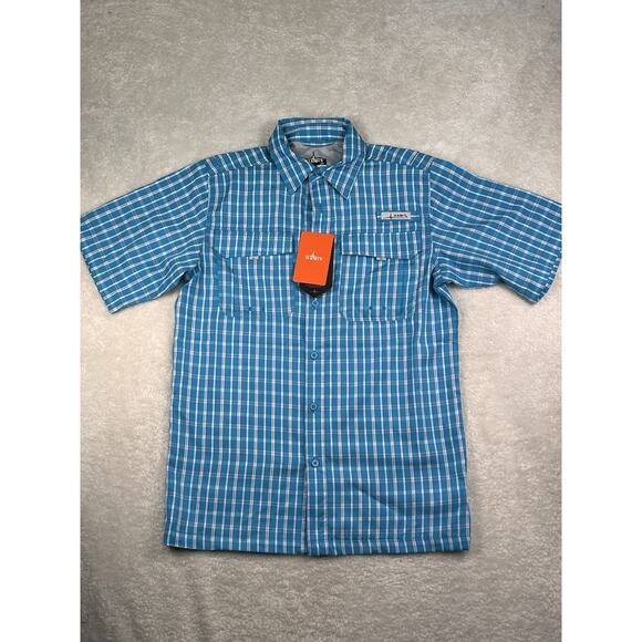Habit Men's Crayfish Creek S/S River Shirt Vivid Blue Plaid, UPF 40+, Small - Picture 1 of 11